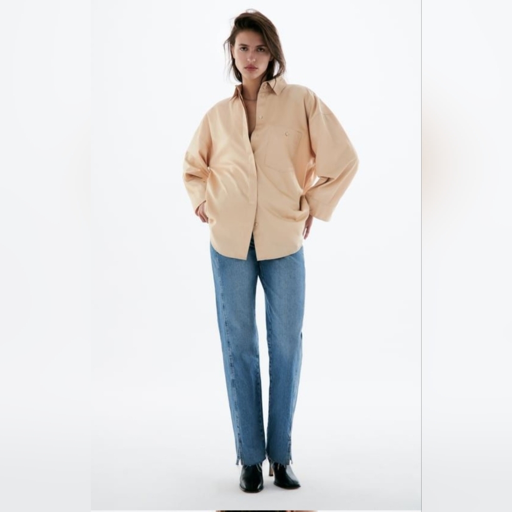 ZARA Satin Effect Poplin Special Edition Oversized Buttondown Shirt. Small.